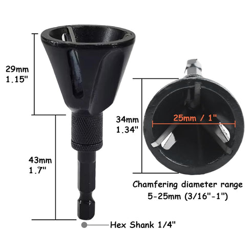 Deburring External Chamfer Tool Tungsten Carbide Blade 1/4 Inch Hex Shank External Chamfer Drill Bit 3/16"-1" Three-Edged Grinding Alloy Blade Thread Corner Electric Drill Tools