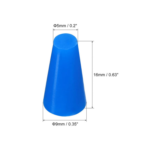 MECCANIXITY Silicone Rubber Tapered Plug 5mm to 9mm Solid Blue for Powder Coating, Painting, Anodizing, Plating, Sandblasting, Laboratory Use 15 Pieces