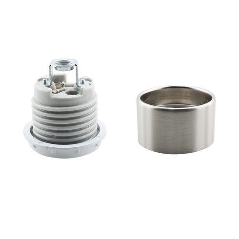 YHXiXi E26 Medium Base Ceramic Lamp Holder with Shade Ring and Bracket Keyless
