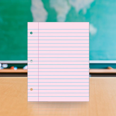 School Smart 3-Hole Punched Filler Paper, 8-1/2 x 11 Inches, Pink, 100 Sheets