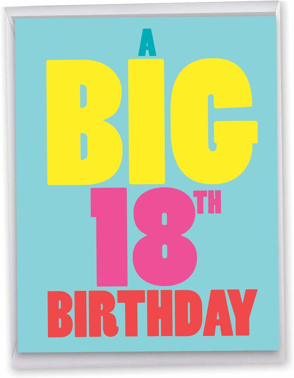 NobleWorks 18th Milestone Birthday Card, 8.5 x 11 Inch, Celebration Stationery with Envelope
