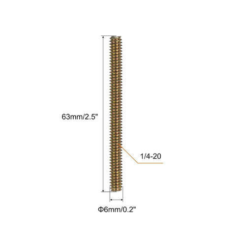 uxcell 12pcs Fully Threaded Rods 1/4x2-1/2" All Thread Studs Long Threaded Screw Carbon Steel for Furniture Garden Railing Mounting Assembly Fastening Frame Connection Colorful Zinc