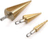 3pc 1/4" Hex Shank HSS Steel Step Drill Bit Set - Titanium Coated Cone Drill Hole Metal Cutter