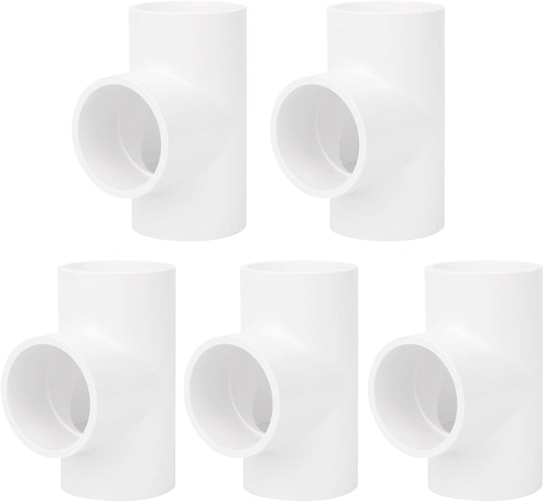 5 Pack 3 Way 1-1/2" PVC Tee Pipe Fittings Connector (Socket x Socket x Socket) for Water Supplies and PVC Furniture