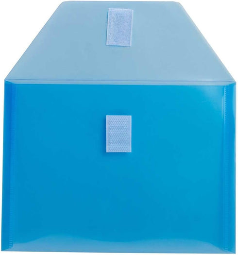 JAM PAPER Plastic Envelopes with Hook & Loop Closure - Index, 5 1/2 x 7 1/2, Blue, 12/Pack