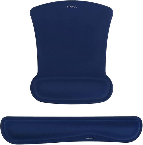 MOSISO Ergonomic Wrist Rest Support for Mouse Pad & Keyboard Set, Navy Blue Non-Slip Base Cushion for Home/Office