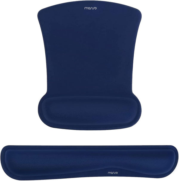 MOSISO Ergonomic Wrist Rest Support for Mouse Pad & Keyboard Set, Navy Blue Non-Slip Base Cushion for Home/Office
