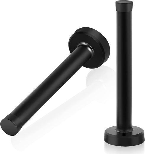 Door Stop, 5 Inch Long Black Cylindrical Door Stoppers with Rubber Bumper Tip, 2 Pack