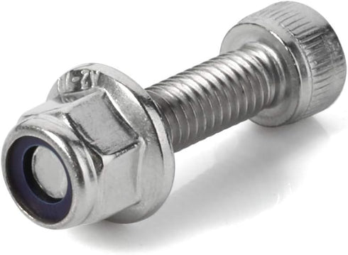 M6-1.0 Flange Nylon Insert Lock Nuts - Flanged Locknuts, Stainless Steel 18-8, 25 PCS