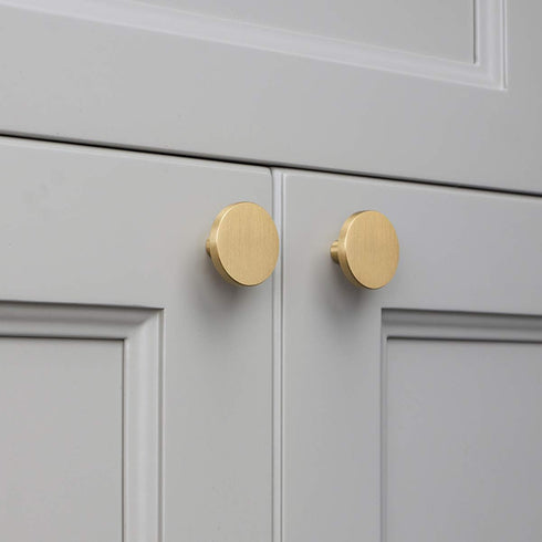 RZDEAL 4Pcs Solid Brass Round Dresser Drawer Knobs and Pulls, Simple Decorative Kitchen Cabinet Door Handles