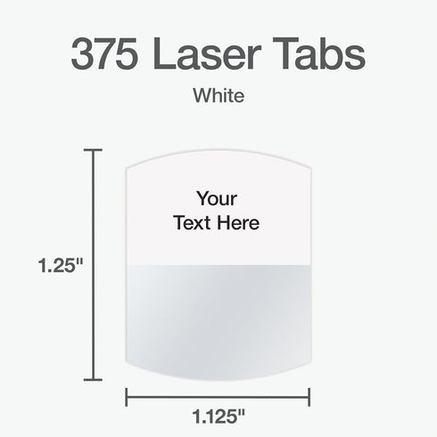 Redi-Tag Laser Index Tabs, Customizable Divider Labels, Permanent Adhesive, 1-1/8" x 1-1/4", White, 375 Tabs (B39017)