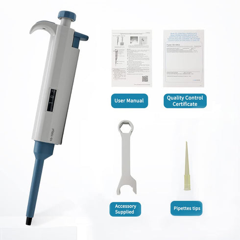 10-100µL Micropipette, High-Accurate Pipettor, Adjustable Variable Volume Single-Channel Pipette for Laboratory