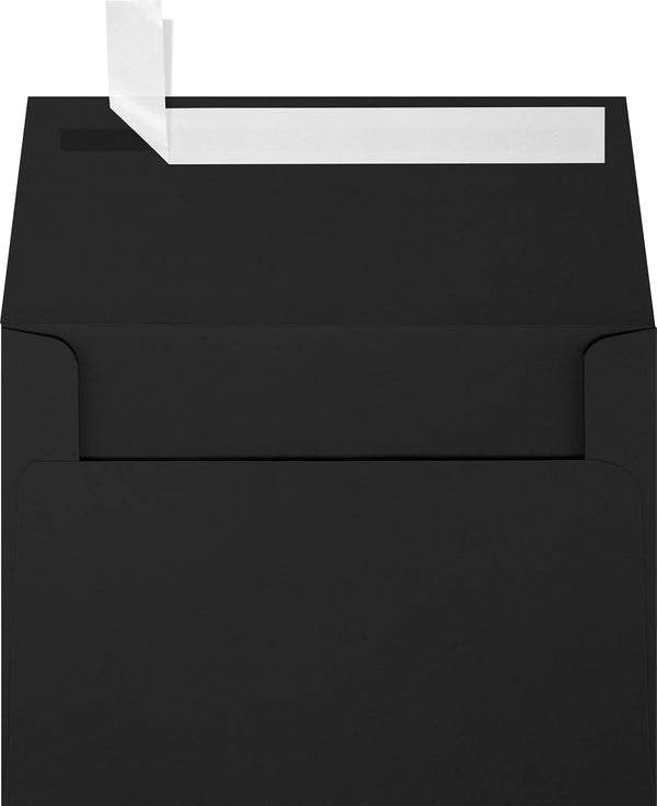 LUXPaper A6 Invitation Envelopes | Peel & Press | 4 3/4" x 6 1/2" | Midnight Black | 50 Qty, 80lb Text