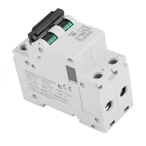 Premium Circuit Breaker, 2P 250V Low Voltage DC Miniature Circuit Breaker for Solar Panels Grid System (40A)