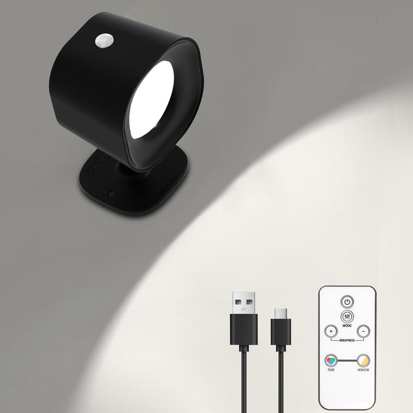 KEIWRLIGHT Infrared Sensor Wall Sconces, RGB Wall Mounted Lamp Rechargeable Battery Operated, 6