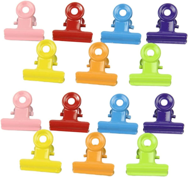 Mini Binder Clips 20pcs, Metal Lacquered Paper Clamps, Assorted Color Large Binder Clips for Office Supplies