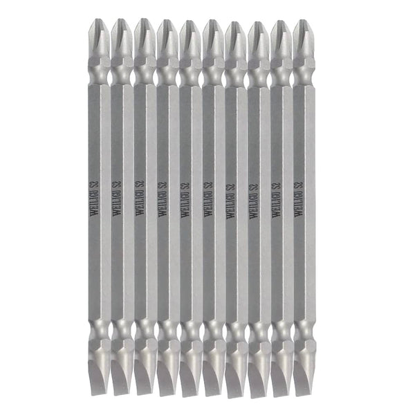 PH2/SL6 Magnetic Double Ended Screwdriver Bits, 10Pcs S2 Power Tool, 1/4 Inch Hex Shank, 4 Inches Length