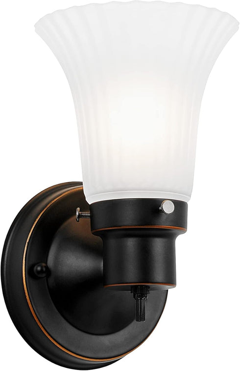Design House Village Traditional 1-Light Indoor Dimmable Wall Sconce, Frosted Flute Glass,