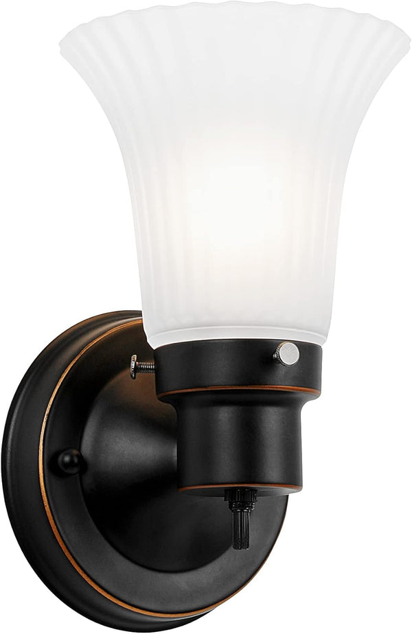 Design House Village Traditional 1-Light Indoor Dimmable Wall Sconce, Frosted Flute Glass,