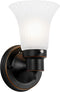 Design House Village Traditional 1-Light Indoor Dimmable Wall Sconce, Frosted Flute Glass,