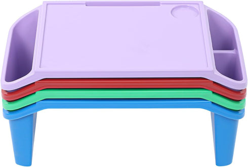 Usoraszkt 4 Pcs Lap Desk Trays, Portable Plastic Breakfast Laptop Trays, Stackable Lap