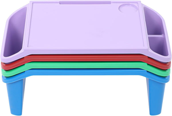 Usoraszkt 4 Pcs Lap Desk Trays, Portable Plastic Breakfast Laptop Trays, Stackable Lap