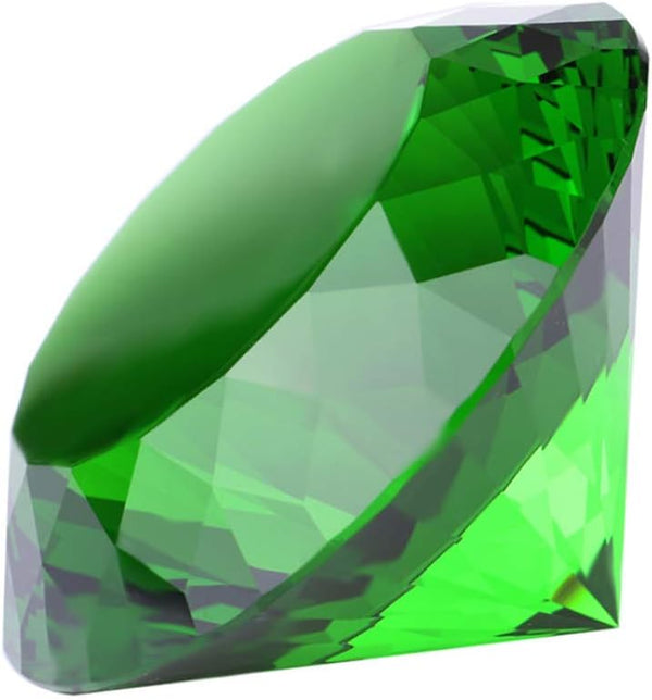 Crystal Glass Diamond Shaped Decoration, Green 60mm Jewel Paperweight, Gift Decoration Idea for Christmas