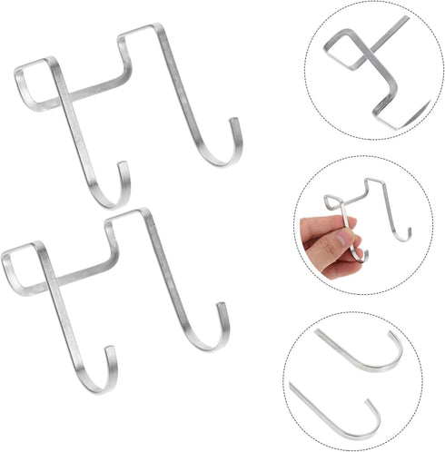 10Pcs Stainless Steel Wall Mounted Hooks for Bedside Cabinet Bathroom and Saving Double Hook Design for Towels Clothes