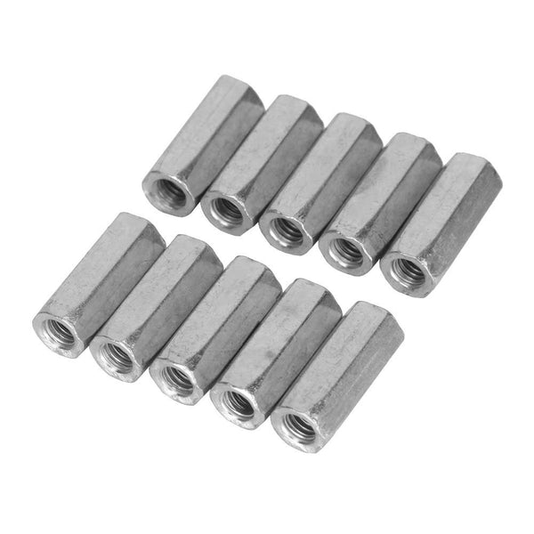 10pcs M6 Long Nut Hex Coupling Nut, Female Thread Straight Fitting, Zinc Plated for Ship (M6*25mm)
