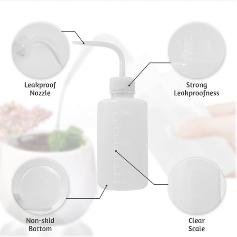 4 Packs 250ml Plastic Wash Bottle with Squeeze Dispenser, White Tattoo