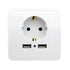 1set Smart Home Dual USB Port 2400mA Wall Charger Adapter, 16A EU Standard Electrical Plug Socket Power Outlet