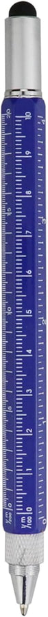 HeTaoCat Metal Multi-tool - 6-in-1 Stylus Pen with Screwdriver, Ruler, Bubble Level, and Ballpoint Pen (Blue)