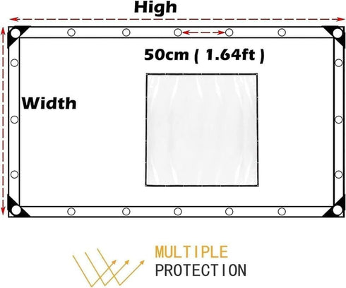generic Tarp4x20 Grommets Clear Waterproof Cover FT Multipurpose Foldable Clear Tarps Snowproof Plastic PVC Tarp