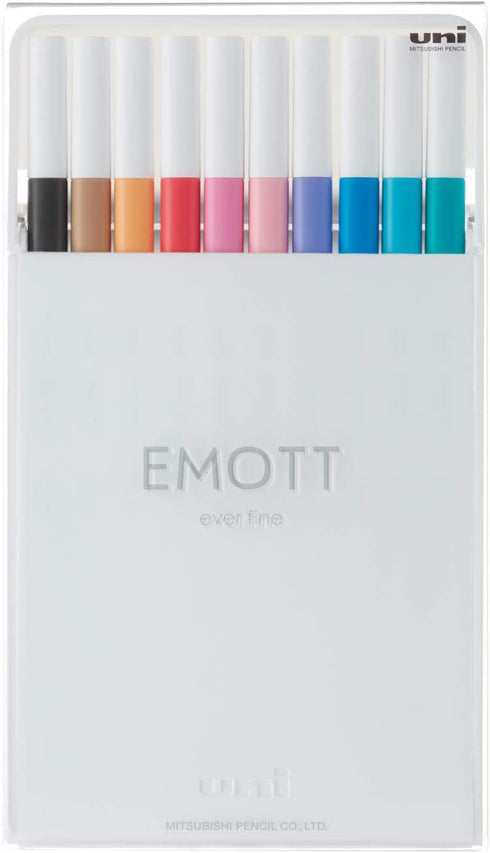 Uni EMOTT Fineliner Pen Set #2, 10 Colors
