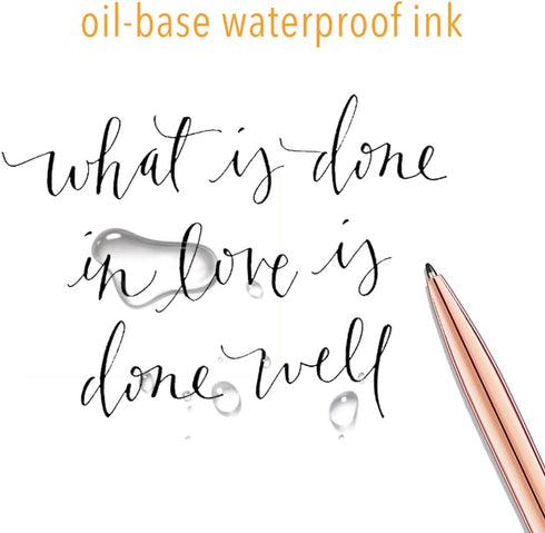 Unibene 6 Pack Rose Gold Ballpoint Pens, 1.0mm Medium Point Black Ink with 6 Stainless Steel Refills
