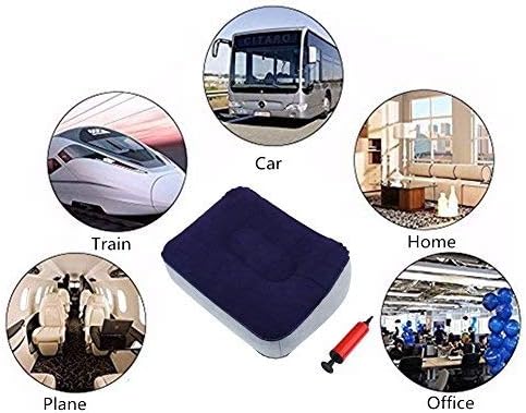 Inflatable Travel Footrest Pad Foot Rest Pillow Soft Flocking Pillow Flights Relax Cushion Ottomans Leg Up with Air