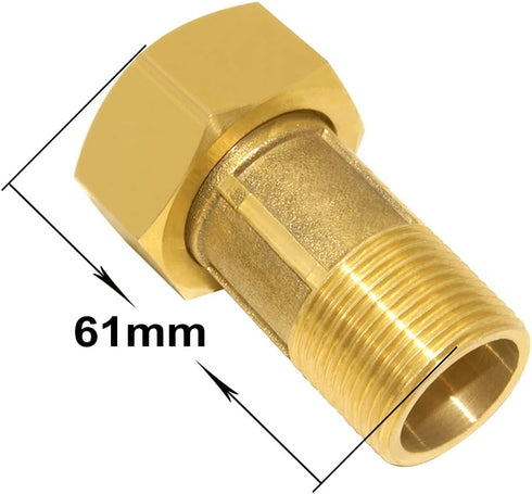 Joywayus Brass Water Meter Pipe Fitting, Hex Nipple 3/4” NPS Male x 1” NPS Female