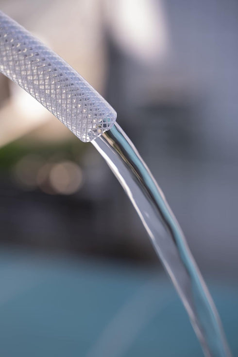 3/8" ID x 19/32" OD - 25 Ft High Pressure Braided Clear PVC Vinyl Tubing, Heavy Duty Reinforced Vinyl Hose