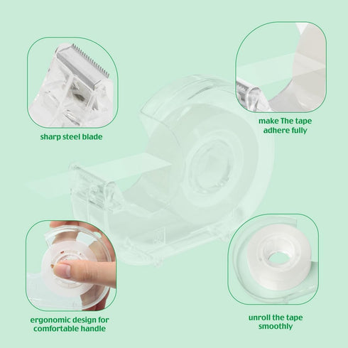 Clear Tape Rolls - 12 Pack Transparent Bulk with Dispensers, 7/10 X 1000 Inches Glossy Office Tape