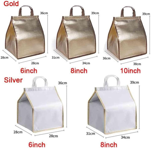 Generic 5pcs Delivery(Gold,10inch) Insulated Take Out Bags Thermal Lunch Grocery Take Out Bags for Coffee Milk Tea Hot
