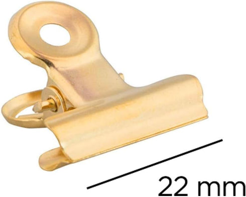 JAM PAPER Metal Bulldog Clips, Small, 22mm, Gold, 25/Pack