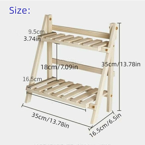 Brrnoo 2-Tier Desktop Shelf Organizer, Wooden Storage Rack for Plant Flower Display, Decorative Countertop Storage for