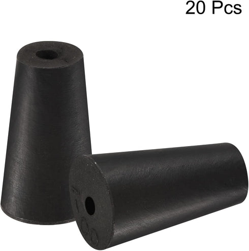MECCANIXITY Rubber Tapered Plug 10mm to 15mm with Hole, Test Tubes Bungs Stopper Black for Lab Home, 20 Pieces