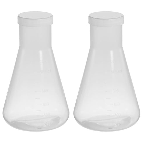 PATIKIL 1000ml Plastic Erlenmeyer Flask with Screw Caps, 2 Pack Narrow Mouth Conical Flask for Laboratory