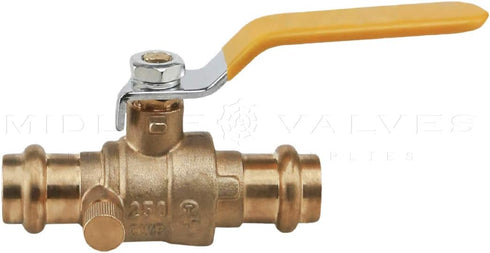 Midline Valve 532VLV034D Premium Brass Press Ball Valve with Drain, 3/4 in. Connections