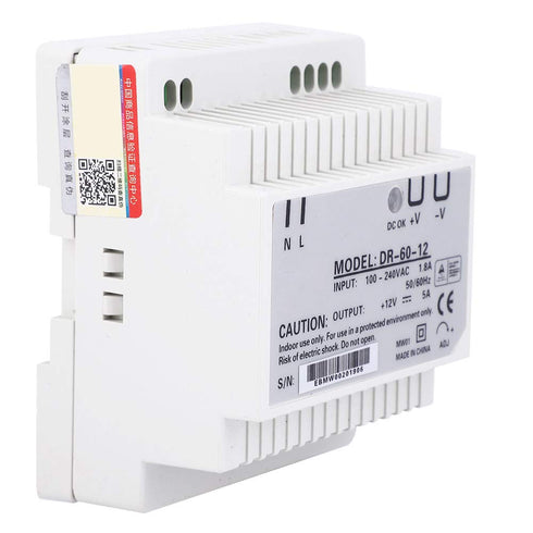 DR-60-12 DIN Rail Power Supply, 100-240V 12V 5A 60W Single Output PWM Switching Electric Source