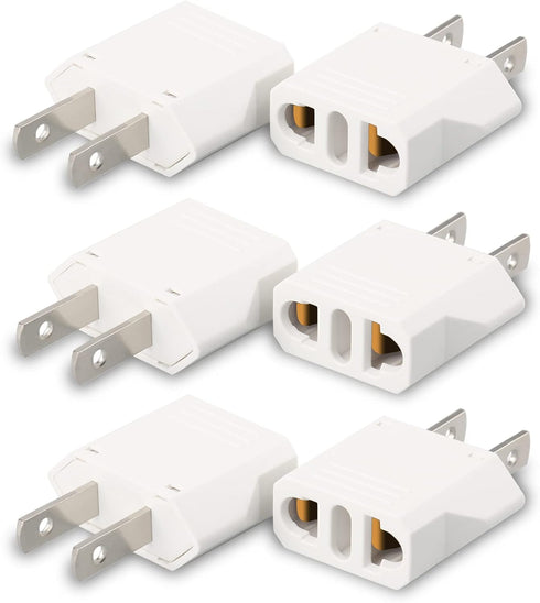 6 Pack European to US Plug Adapter, EU to US Power Plug Converter, 220v to 110v Adapter for Travel, American Plug