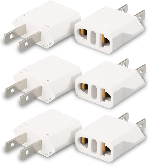 6 Pack European to US Plug Adapter, EU to US Power Plug Converter, 220v to 110v Adapter for Travel, American Plug