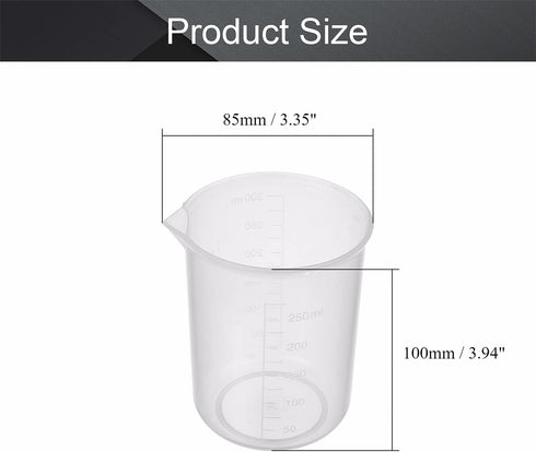 Othmro Measuring Cup 300ml PP Plastic Graduated Beaker Transparent for Lab Kitchen Liquids 10pcs by Othmro