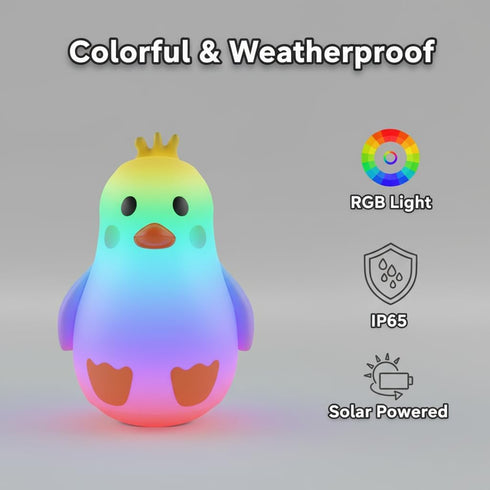 Generic IP65 Solar Penguin Light, Rechargeable Globe Color Changing Solar Globe Lamp Waterproof Outdoor Garden RGB Warm